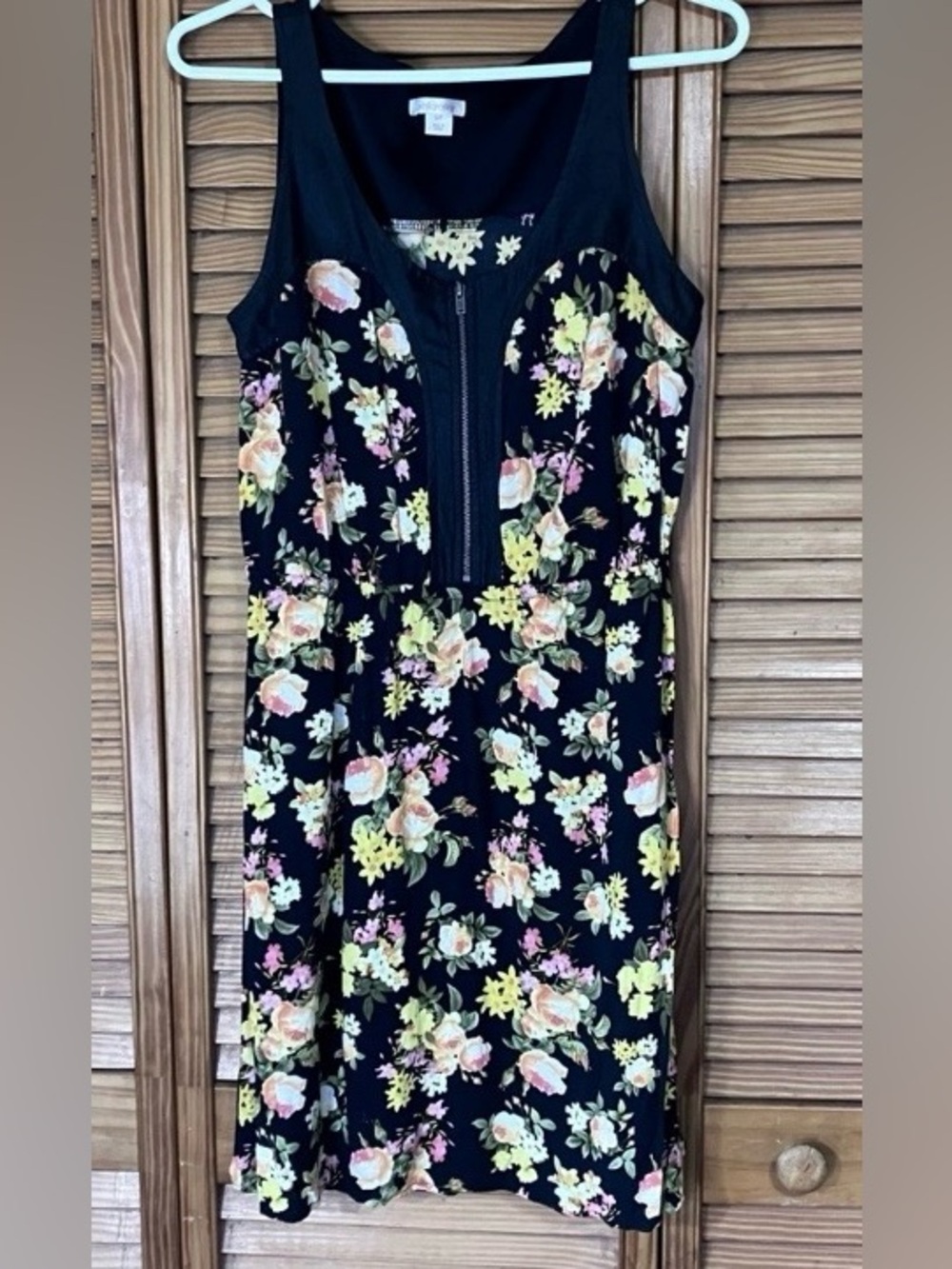 Xhilaration Black Floral Zip Front Sleeveless Mini Sundress Women’s Small